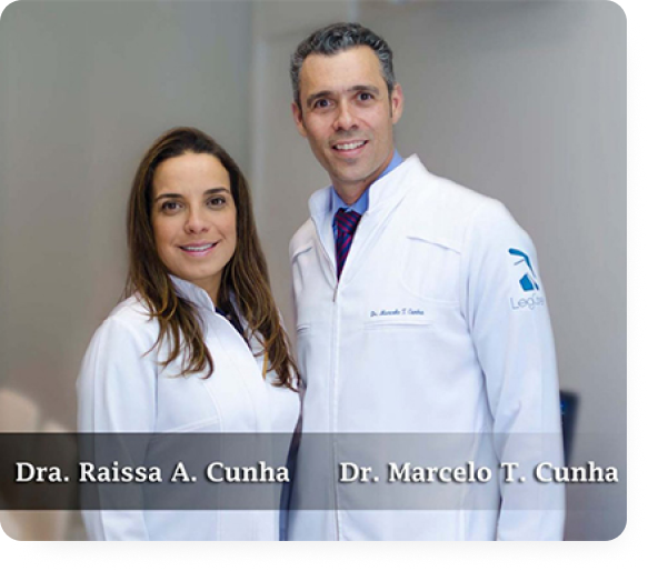 Foto dos especialistas Dr. Marcelo T. Cunha e a Dra. Raissa A. Araújo